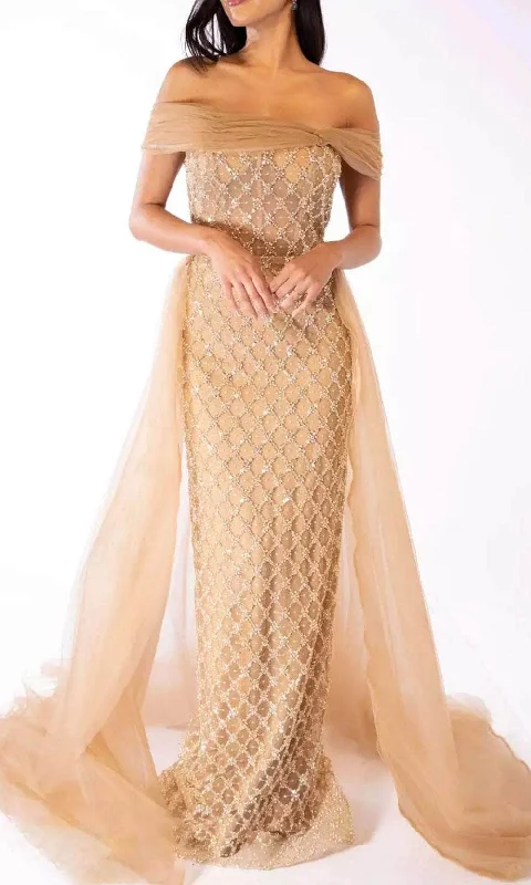 Soft-Fit Clothes Elegant Comfort Terani Couture 241M2706 - Off-Shoulder Beaded Evening Dress Soft-Fit Clothes Elegant Comfort Terani Couture 241M2706 - Off-Shoulder Beaded Evening Dress