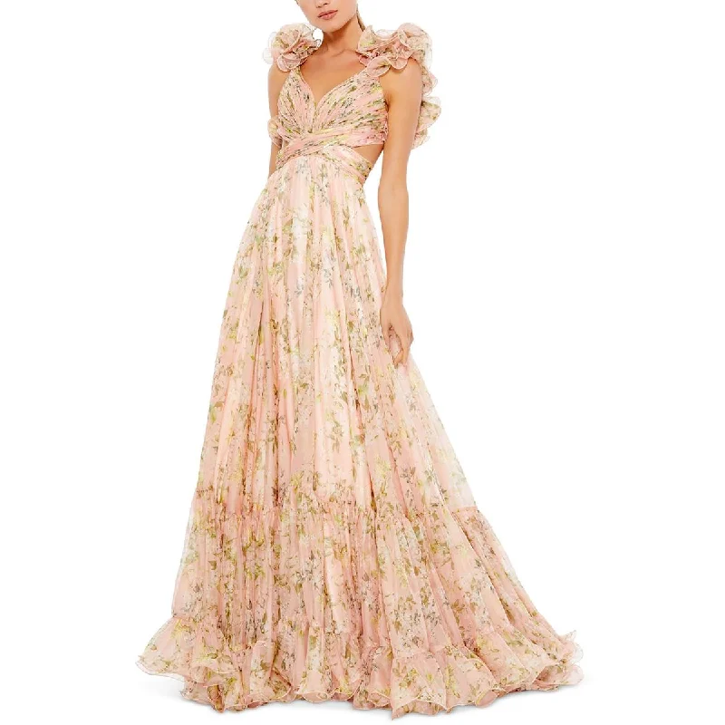 Cozy Everyday Wardrobe Relaxed Outfits Mac Duggal Womens Chiffon Floral Maxi Dress