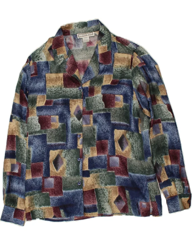 Street Chic Clothing Versatile Styles VINTAGE Womens Shirt Blouse UK 10 Small Multicoloured Geometric Silk