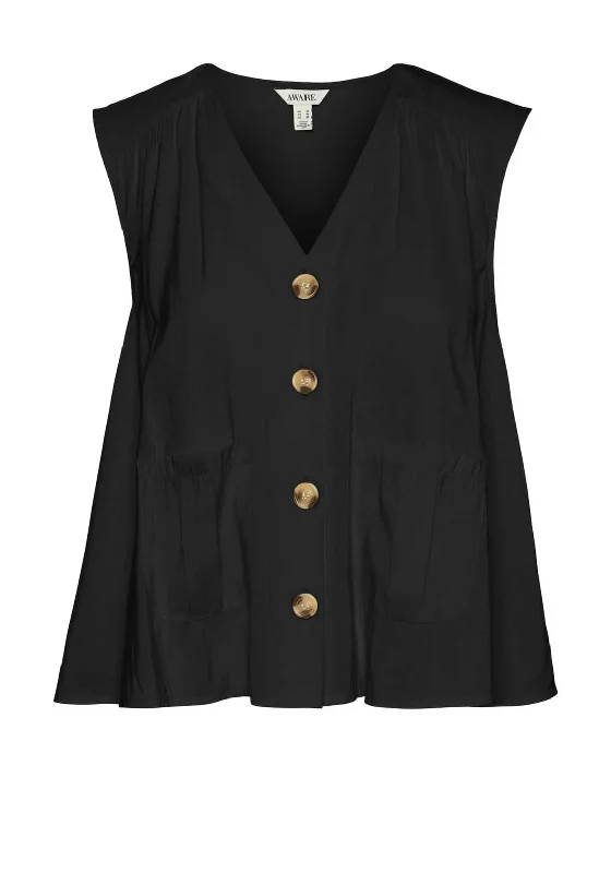 Cozy Looks Chic Everyday Wear Vero Moda Kyrah Buttoned Vest, Black