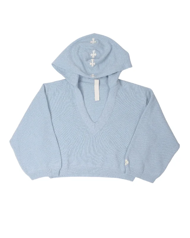 Cropped Cross Patch Hooded Sweater