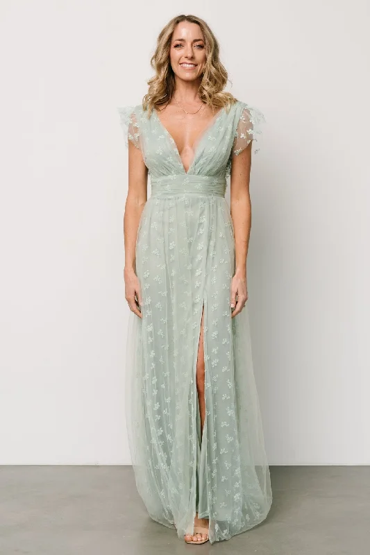 Affordable Layers Relaxed Outfits Caterina Tulle Maxi Dress | Sage
