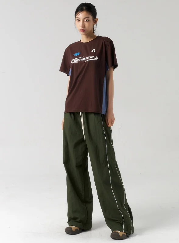 Modern Daywear Classy Outfits Wide Nylon Track Pants CU321