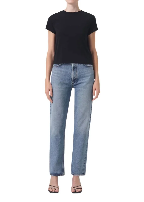 Fashion Comfort Trends Versatile Comfortwear 90's Pinch Waist Jeans In Navigate