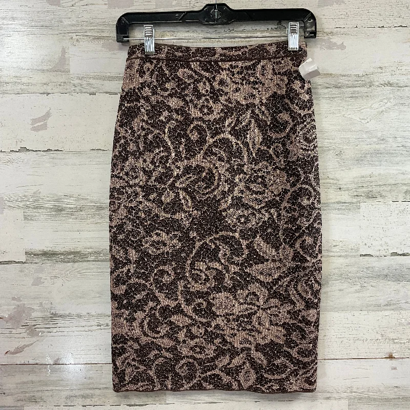 Warm Textures Chic Comfort Skirt Midi By Peruvian Connection In Brown, Size: Xs