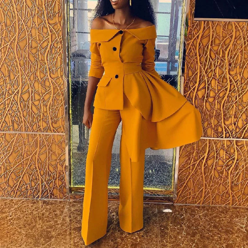 Modern Fitwear Soft Fashionwear Fashion Blazer Tops and Pants Suits for Women