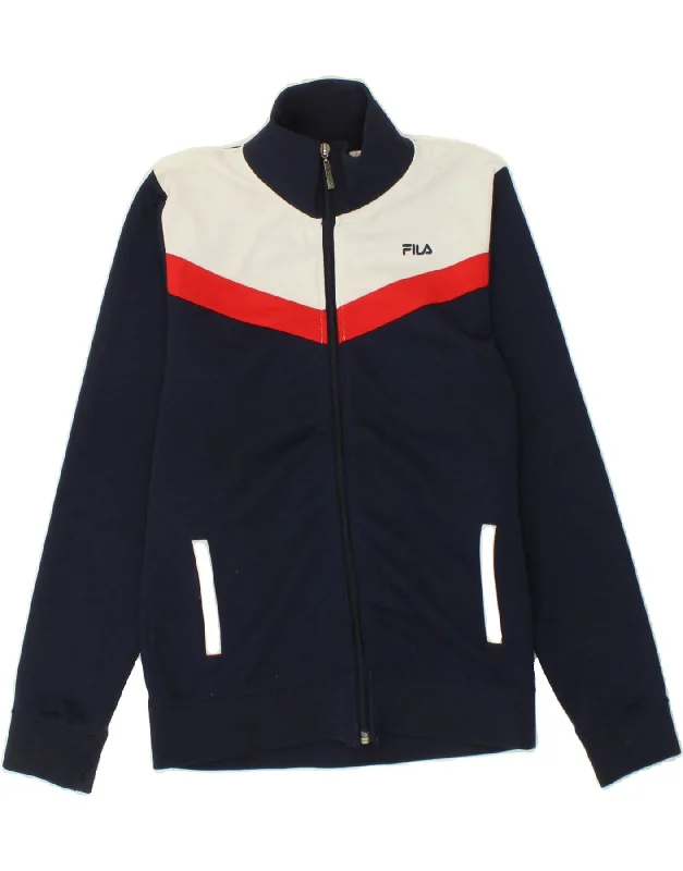 Trendy Warm Looks Relaxed Pieces FILA Womens Graphic Tracksuit Top Jacket UK 12 Medium Navy Blue Trendy Warm Looks Relaxed Pieces FILA Womens Graphic Tracksuit Top Jacket UK 12 Medium Navy Blue