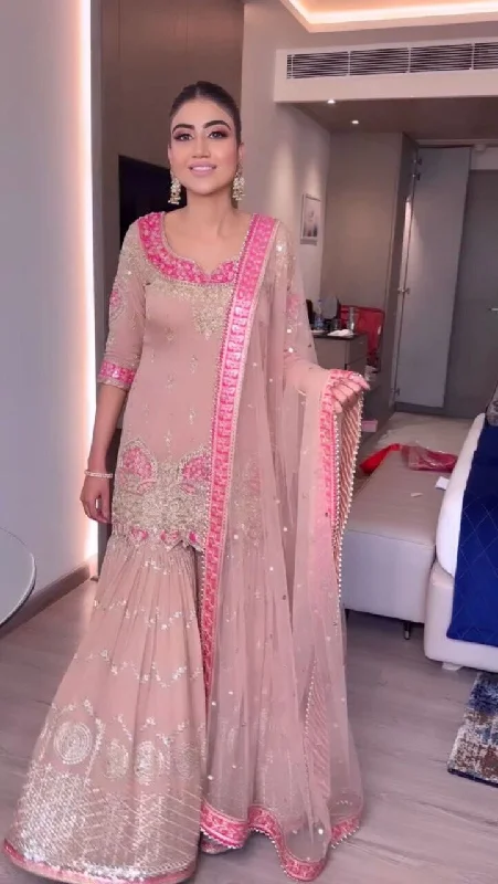 Soft and Casual Looks Versatile Styles AD 104 Heavy Georgette Sequence work Plazzo Suit