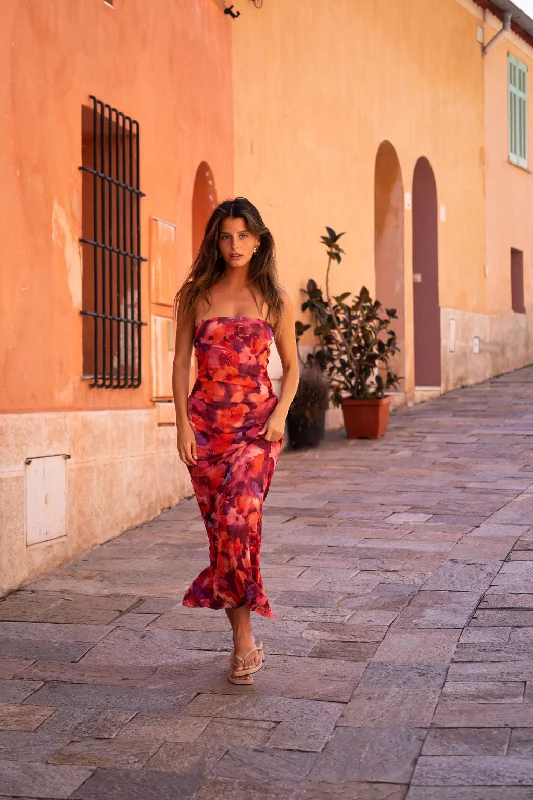 Modern Fitwear Comfy Textiles Avani Floral Strapless Maxi Dress