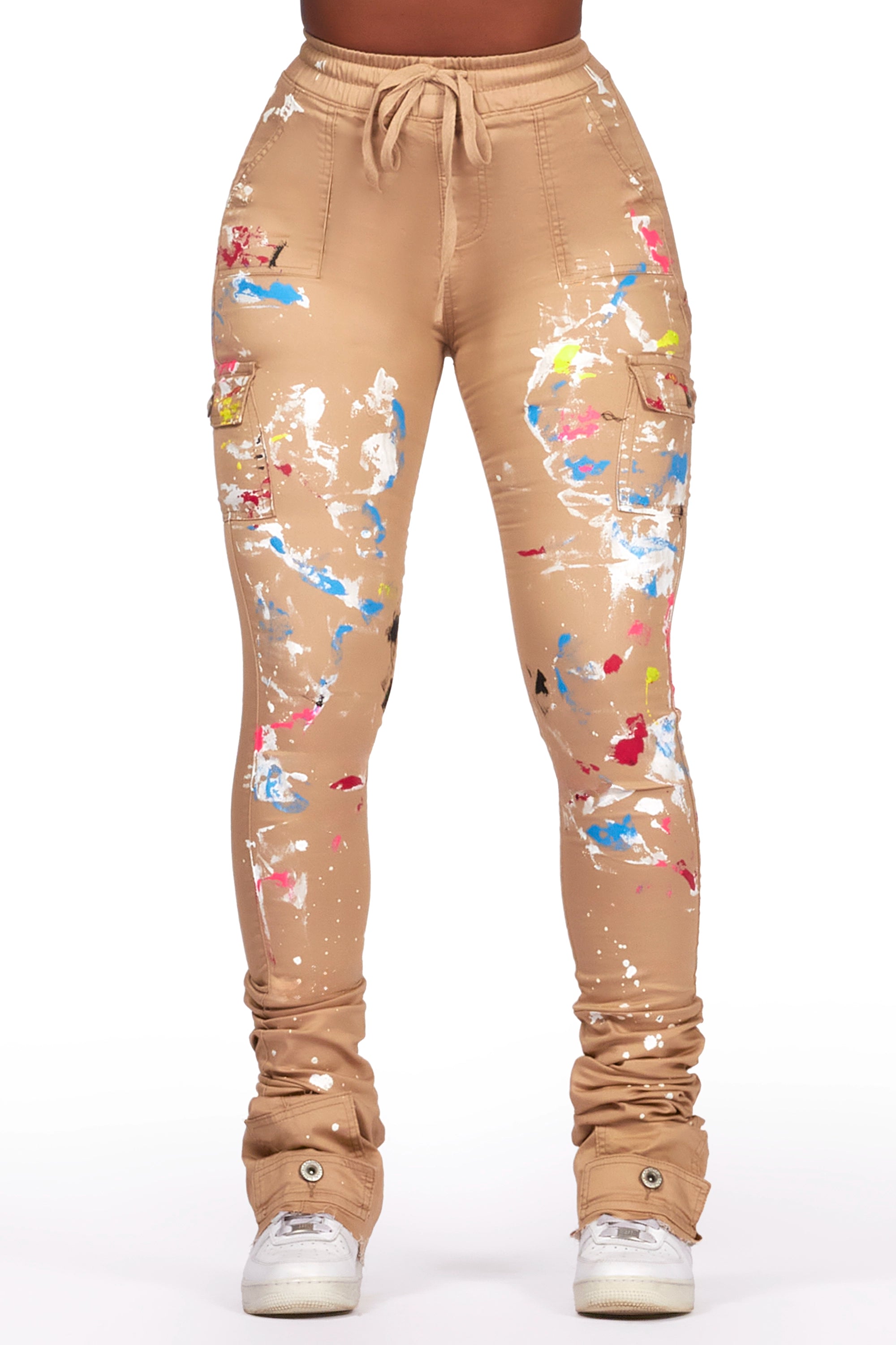 Soft-Fit Wear Comfortable Fits Sareeta Tan Painted Super Stacked Jean