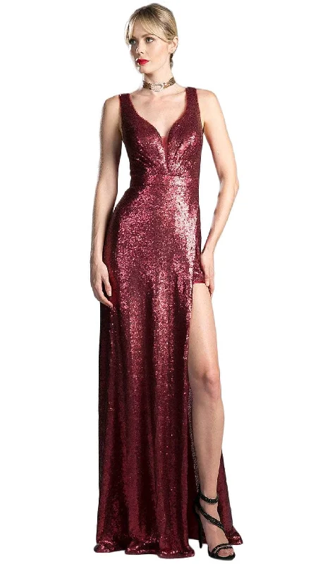 Comfortable Layered Styles Comfort Wardrobe Ladivine CH565 - V-Neck Fitted Silhouette and Slit Evening Gown Comfortable Layered Styles Comfort Wardrobe Ladivine CH565 - V-Neck Fitted Silhouette and Slit Evening Gown