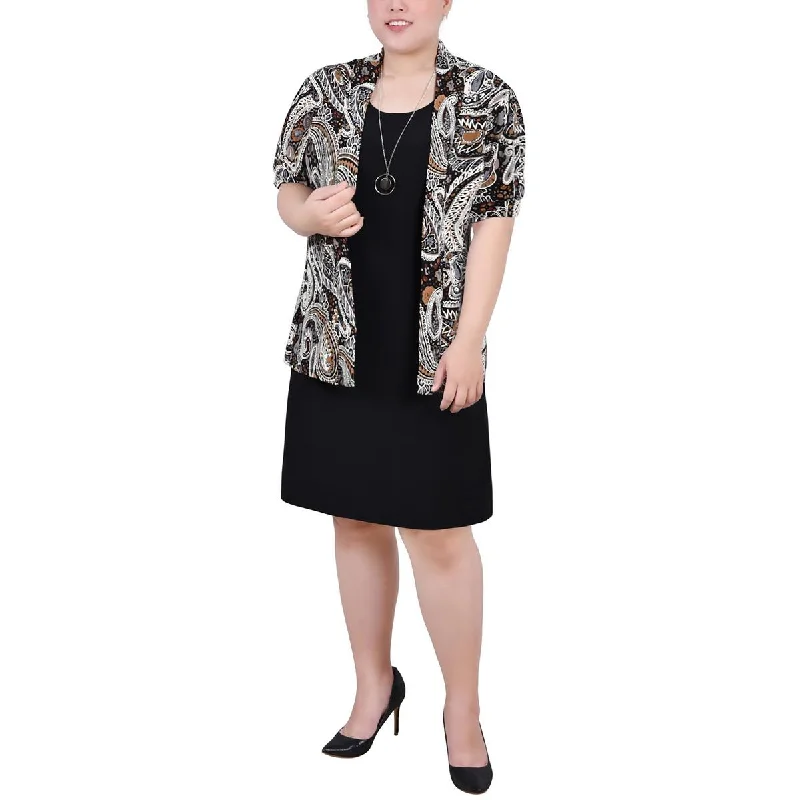 Effortless Layers Relaxed Wardrobe NY Collection Womens Plus Knit Paisley Open-Front Blazer Effortless Layers Relaxed Wardrobe NY Collection Womens Plus Knit Paisley Open-Front Blazer