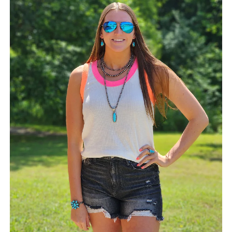 Relaxed and Fashionable Street Comfort Ivory Multi Color Tank
