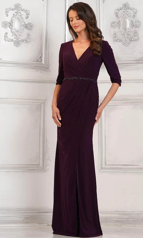Cozy Everyday Wardrobe Budgeted Fashion Rina di Montella RD3109 - Ruched V-Neck Evening Dress Cozy Everyday Wardrobe Budgeted Fashion Rina di Montella RD3109 - Ruched V-Neck Evening Dress