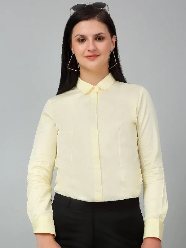 Comfy Fashion Trends Comfortable Layering Women's Formal Slim Fit Lemon Regular Full Sleeve Shirt Comfy Fashion Trends Comfortable Layering Women's Formal Slim Fit Lemon Regular Full Sleeve Shirt