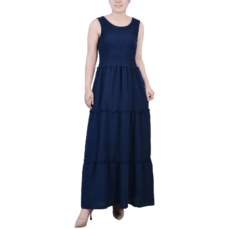 Relaxed and Fashionable Simple Comforts NY Collection Womens Smocked Tiered Maxi Dress