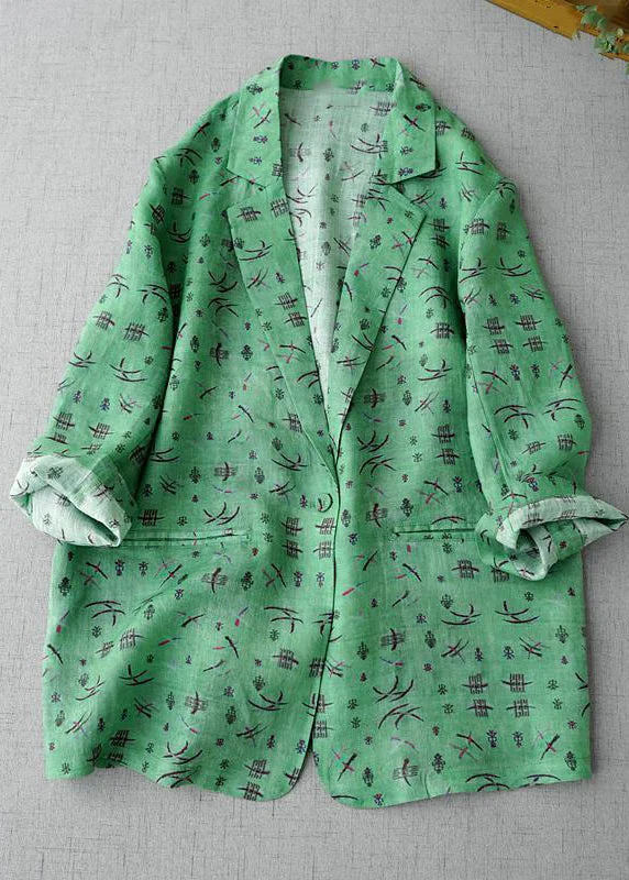 Cozy Comfort Options Affordable Outfits Casual Green Notched Print Coats Long Sleeve Cozy Comfort Options Affordable Outfits Casual Green Notched Print Coats Long Sleeve