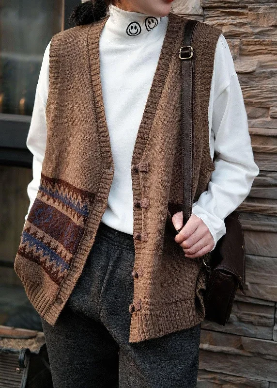 Comfort Wear Styles Easy Fashion Women Chocolate V Neck Button Fall Pockets Sleeveless Waistcoat Comfort Wear Styles Easy Fashion Women Chocolate V Neck Button Fall Pockets Sleeveless Waistcoat