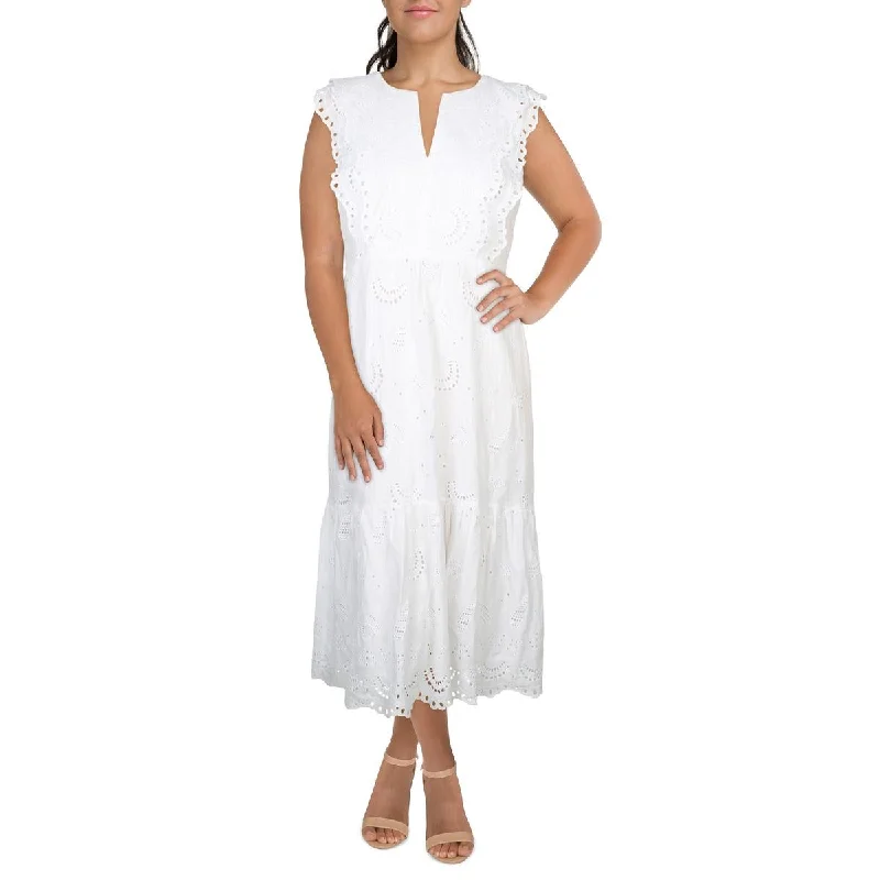 Soft-Fit Clothes Chic Textures Vineyard Vines Womens Eyelet Cotton Maxi Dress