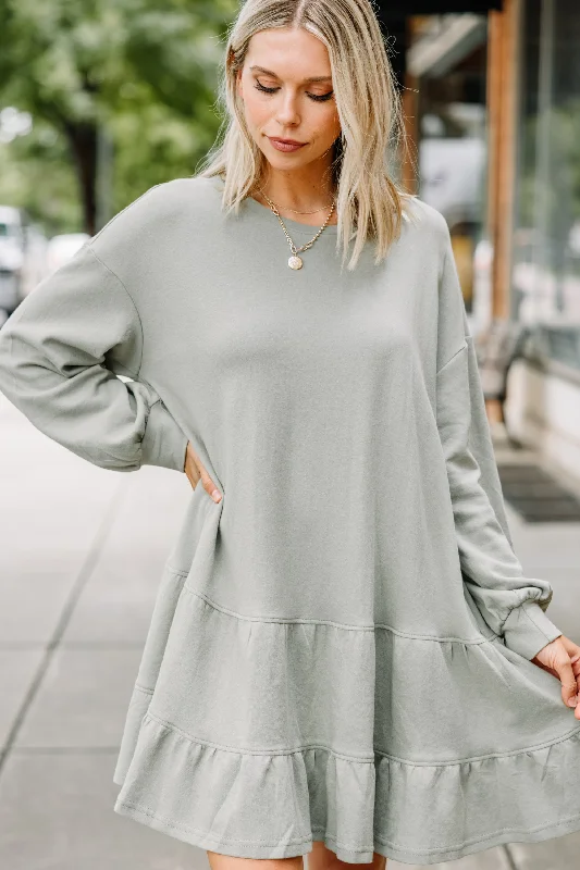 Street Chic Clothing Day-to-day Fashion Get Together Olive Green Tiered Dress