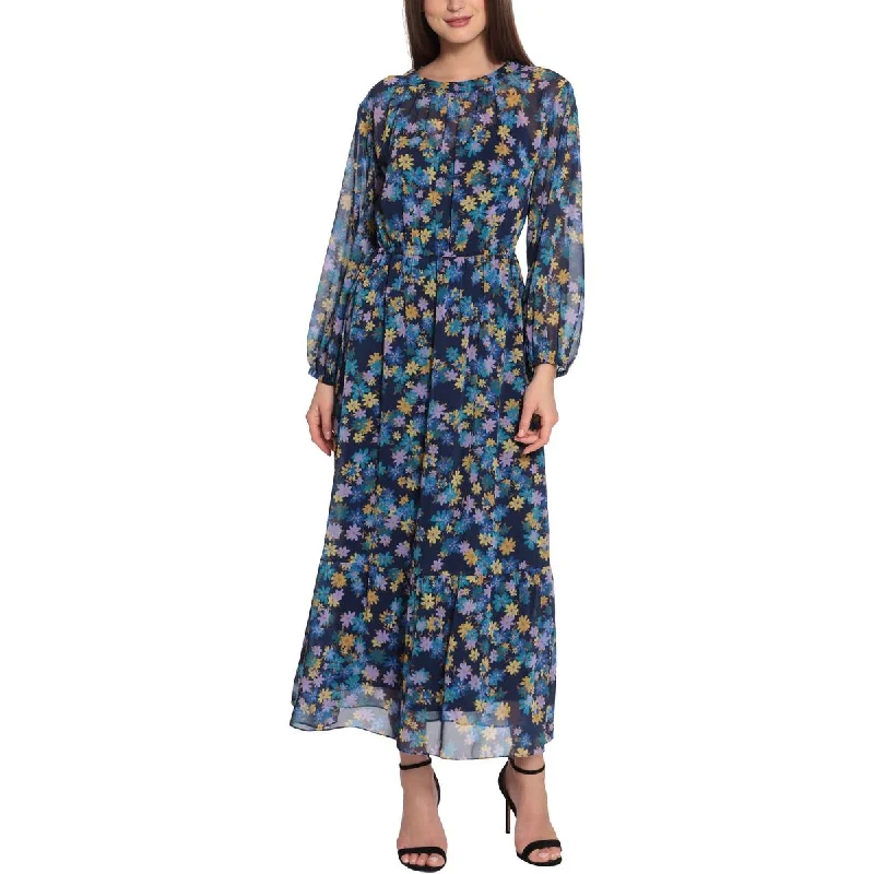 Warm Comfortable Pieces Practical Comfort Maggy London Womens Floral Ruched Maxi Dress
