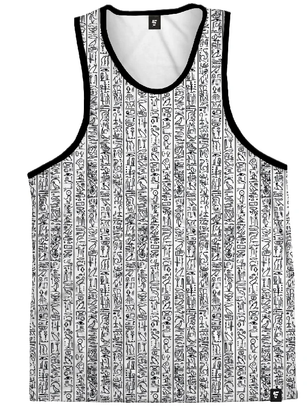 Versatile Comfort Pieces Soft Comfortwear Egyptian Glyphs (White) Unisex Tank Tops
