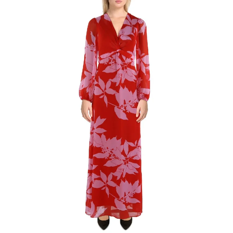 Chic Comforts Pieces Warm Layers Maison Tara Womens Chiffon Floral Maxi Dress