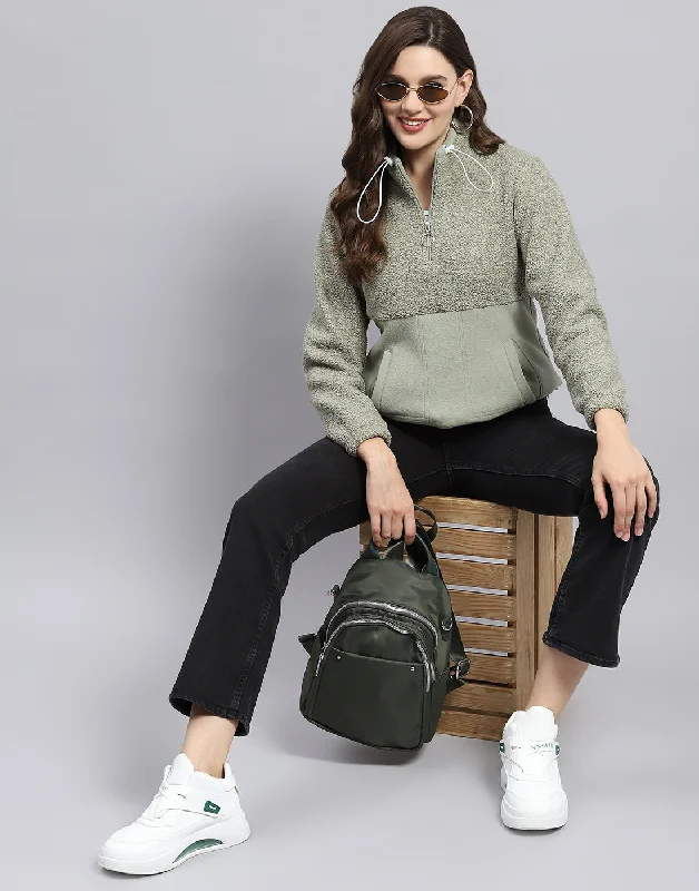 Warm and Soft Textiles Easy Chic Women Grey Solid Turtle Neck Full Sleeve Sweatshirt