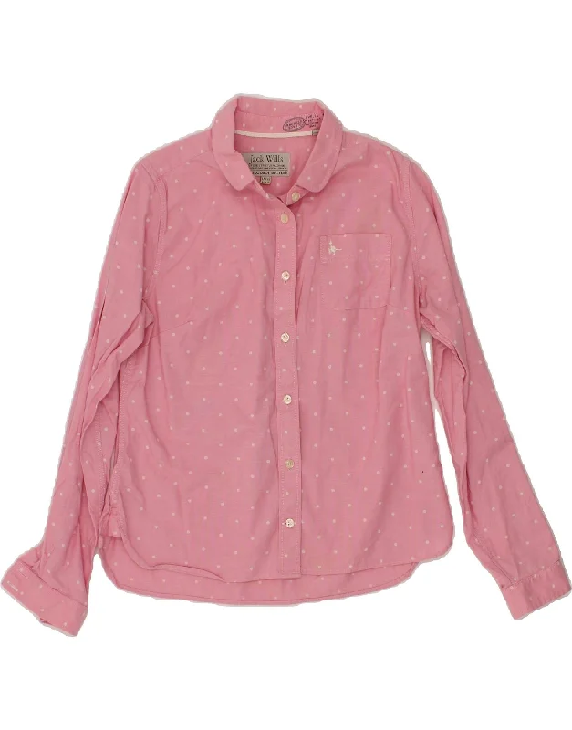 Fashionable Street Comfort Comfy Textiles JACK WILLS Womens Shirt UK 12 Medium  Pink Spotted Cotton