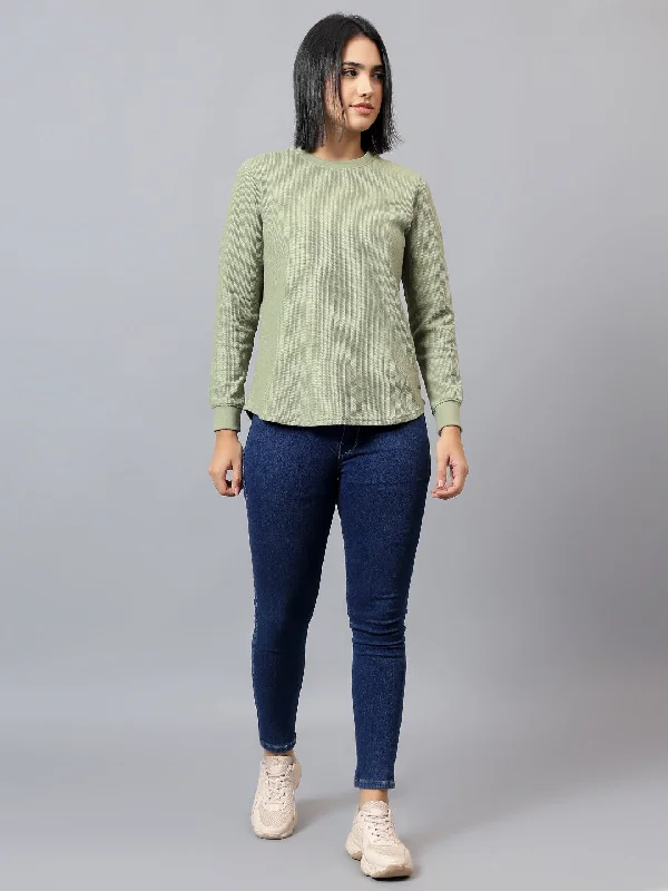 Cool Comfort Clothing Soft Fashion Women's Solid Green Round Neck Tshirt