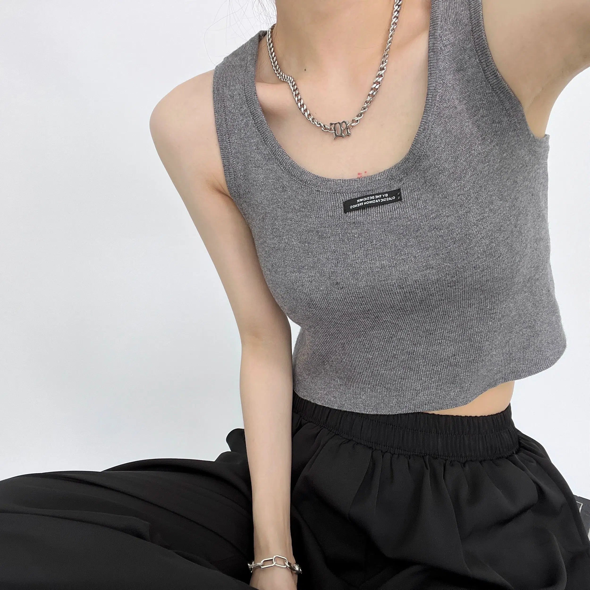 Ribbed Knit Cropped Tank Top