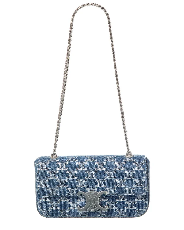 Chic Comforts Pieces Modern Comfort CELINE Claude Triomphe Denim Chain Shoulder Bag Chic Comforts Pieces Modern Comfort CELINE Claude Triomphe Denim Chain Shoulder Bag