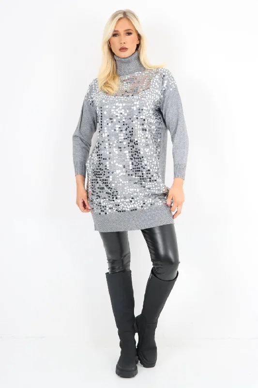 Everyday Wardrobe Essentials Soft Comfortwear Knitted All Over Sequin Cowl Neck Jumper Top Everyday Wardrobe Essentials Soft Comfortwear Knitted All Over Sequin Cowl Neck Jumper Top