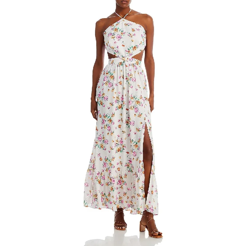 Effortless Soft Layers Comfort Choices WAYF Womens Metallic Halter Maxi Dress