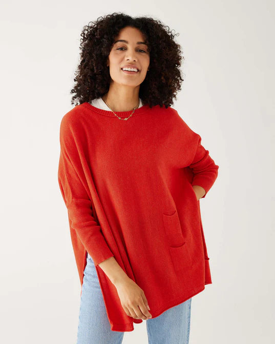 Cozy Fit Outfits Easy Chic Mersea The Catalina Travel Sweater Scarlet