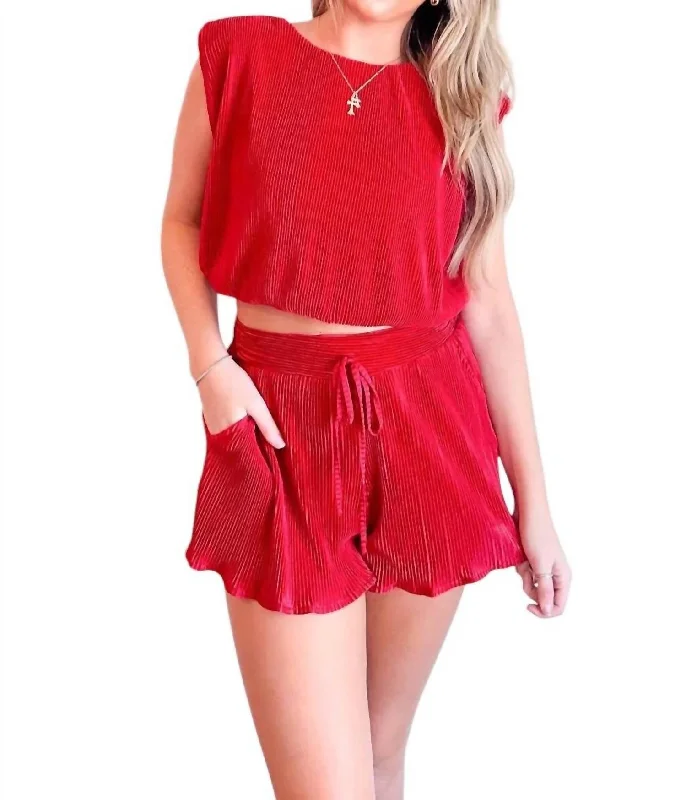 Effortless Chic Looks Practical Comfort Victory Vibes Shorts In Red