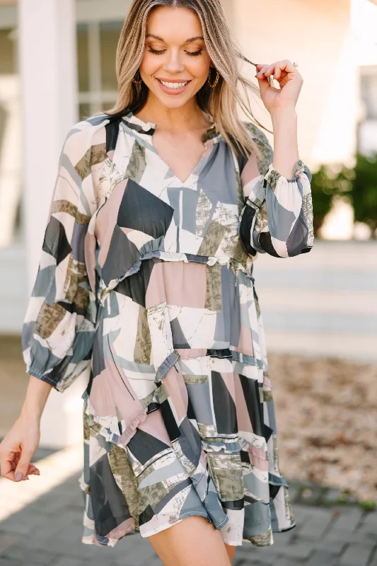 Chic Comforts Pieces Chic Textures Promised Fun Gray Abstract Dress