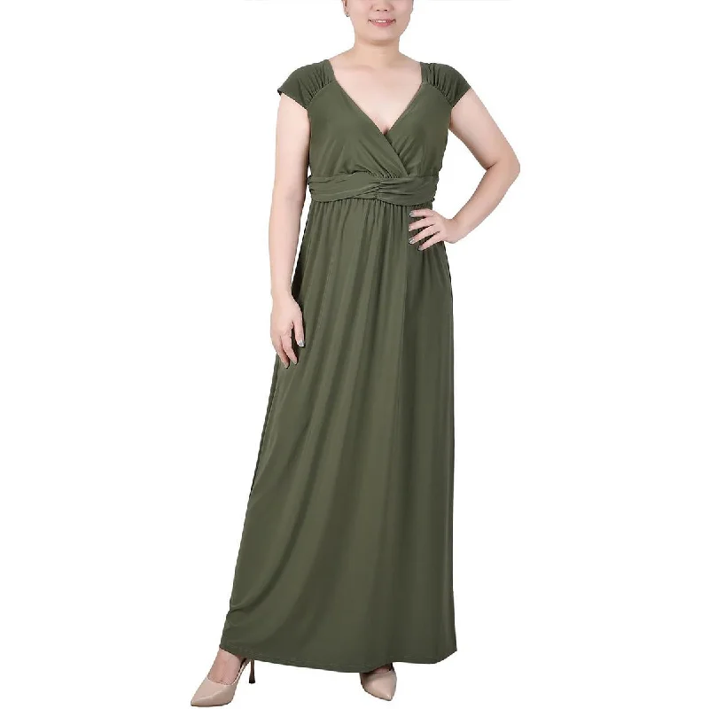 Fashion Comfort Wearables Cozy Dresses NY Collection Womens Petites Surplice Long Maxi Dress