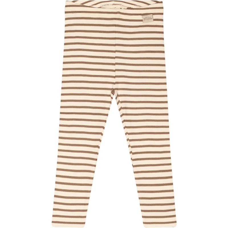 Comfortable Textiles Classy Comfortwear Petit Piao® Walnut Brown/Off White Leggings Modal Striped