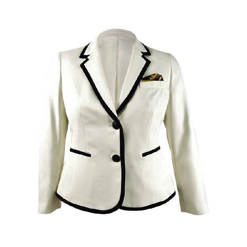 Relaxed and Fashionable Comfy Textiles Kasper Women's Contrast-Piped Blazer