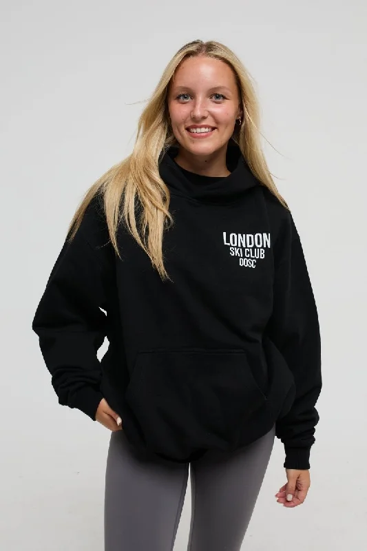 Streetwear Comfort Effortless Outfits London Ski Club Oversize Hoodie - Black