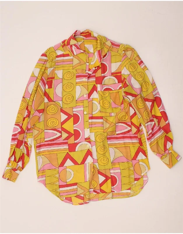 VINTAGE Womens Shirt Blouse UK 14 Large Multicoloured Geometric