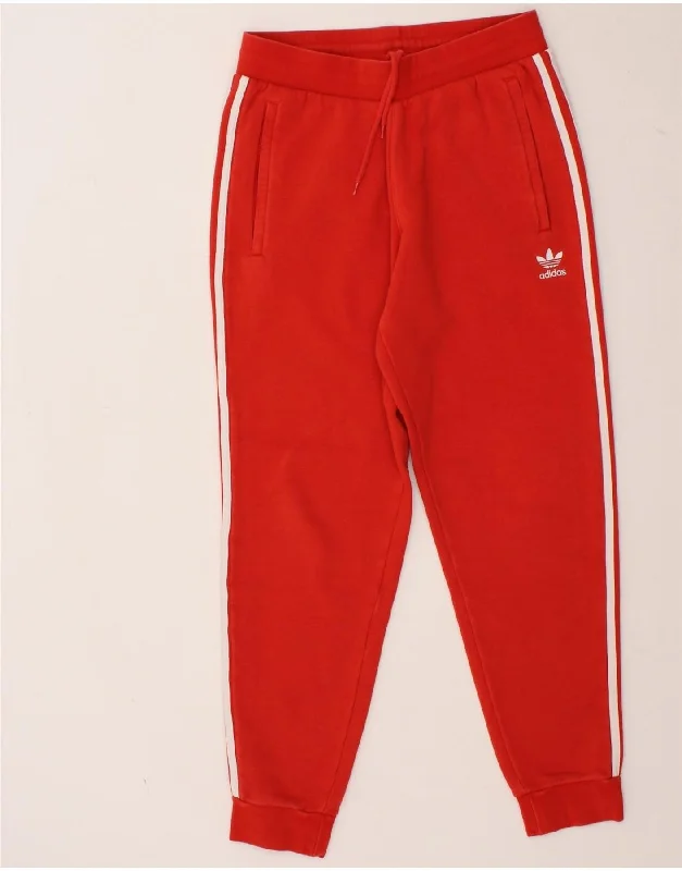 ADIDAS Womens Tracksuit Trousers Joggers UK 14 Medium Red Cotton