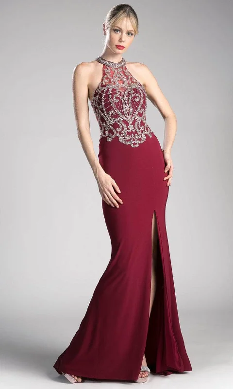 Fashionable Street Comfort Comfortable Textiles Ladivine ML202 - Beaded Halter Neck Evening Dress Fashionable Street Comfort Comfortable Textiles Ladivine ML202 - Beaded Halter Neck Evening Dress