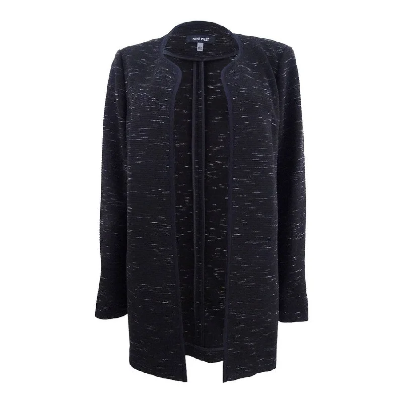 Effortless Soft Layers Cozy Wearables Nine West Women's Jacquard Topper Jacket (4, Black)