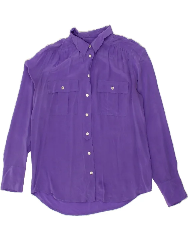 J. CREW Womens Shirt Blouse US 2 XS Purple Silk