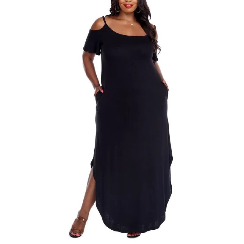 Practical Streetwear Budgeted Fashion White Mark Womens Plus Lexi Jersey Cold Shoulder Maxi Dress