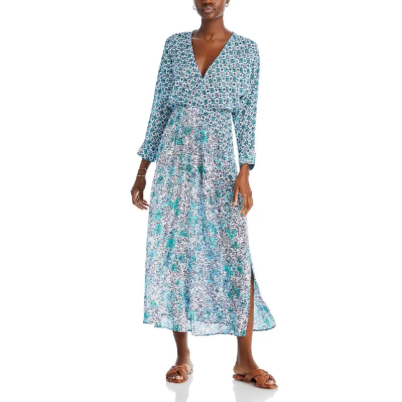 Chic Layering Soft Fit Poupette St Barth Womens Ilona Floral Dolman Sleeve Maxi Dress