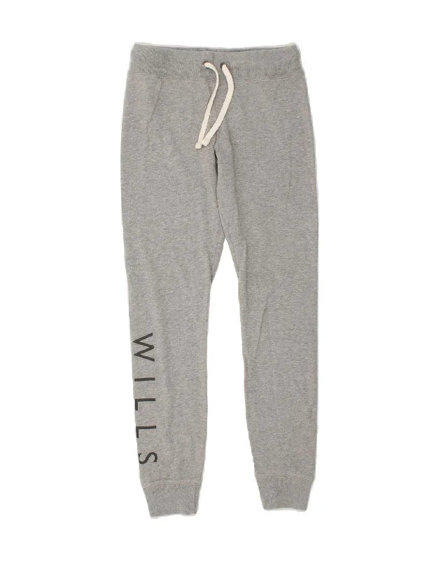 JACK WILLS Womens Graphic Tracksuit Trousers Joggers UK 8 Small Grey