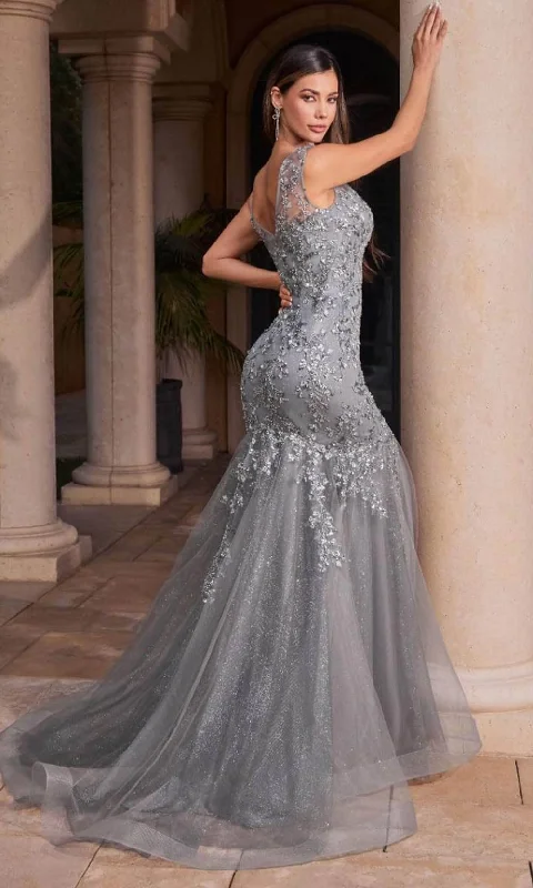 Comfy Pieces Affordable Layers Cinderella Divine CB128 - Sheath Gown with Illusion Floral Appliques Comfy Pieces Affordable Layers Cinderella Divine CB128 - Sheath Gown with Illusion Floral Appliques